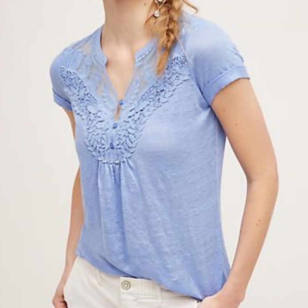 Deletta/Anthropologie Aria Linen Tee in Lavender
